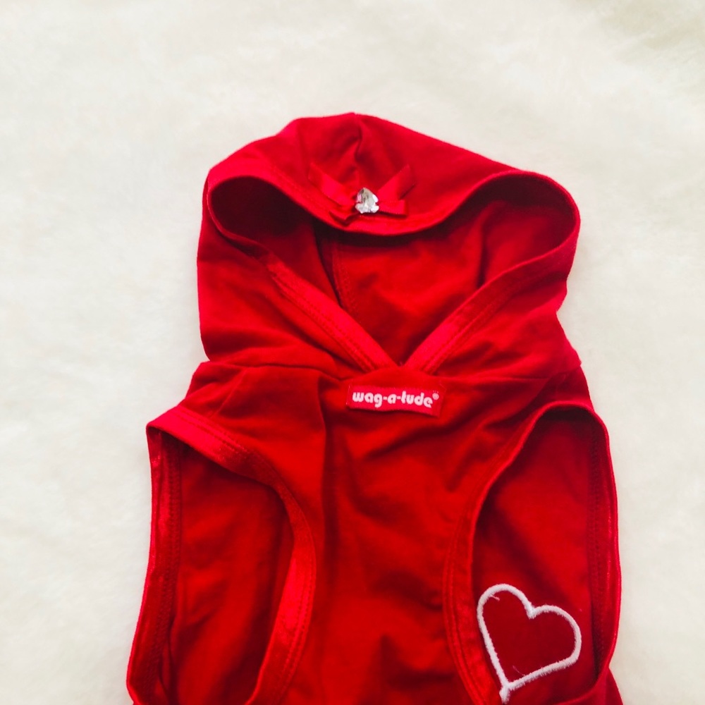 ❤️Red & White LOVE Doggie Dress with Ruffles❤️ - Picture 8 of 14